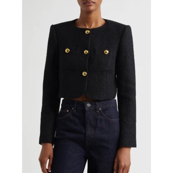 cinq a sept Jackets & Blazers - Cinq à Sept 'Auden' Cropped Tweed Jacket, Black